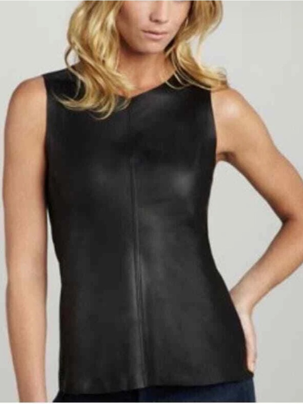 PATTERSON J. KINCAID PJK Metallic gold 💯% Lamb Leather Zip-Back Tank Top.